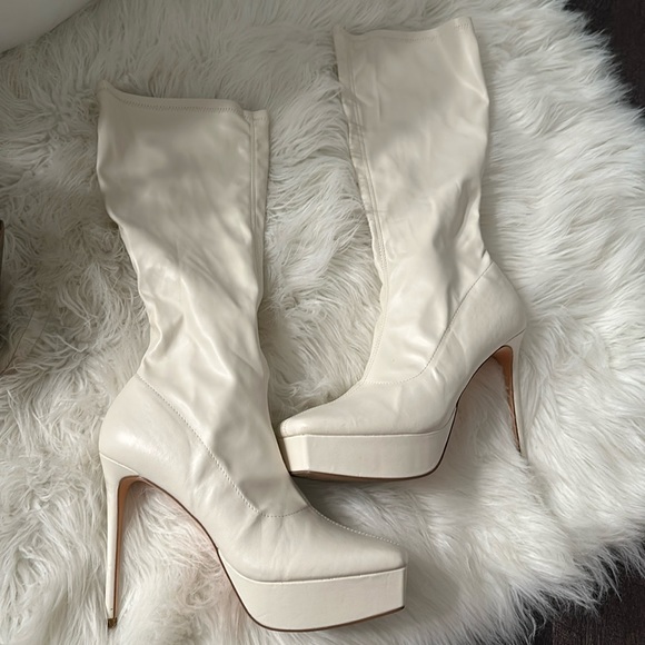 White Heeled Booties - Picture 1 of 4